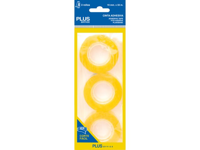 Plakband Plus Office 19mmx33m transparant blister 3rol