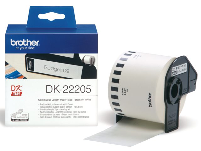 Etiket Brother DK-22205 62mm 30-meter wit papier