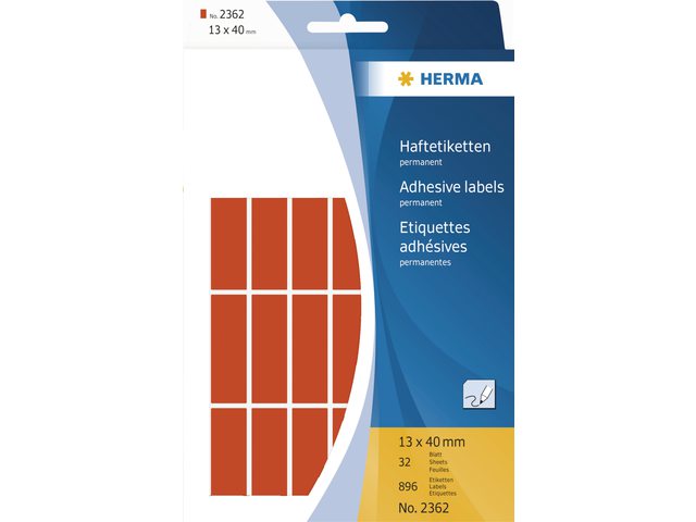 Etiket Herma 2362 13x40mm rood 896stuks