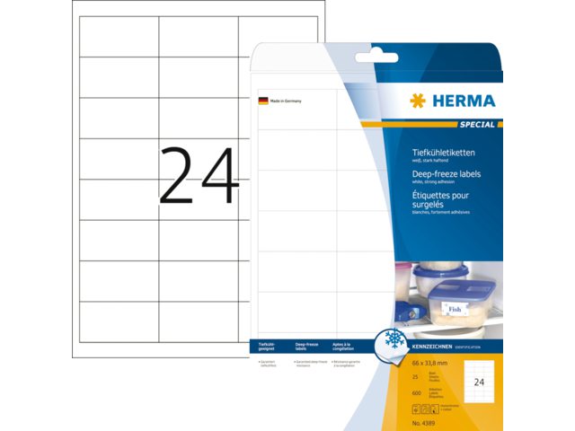 Etiket Herma 4389 66x33.8mm diepvries 600stuks wit