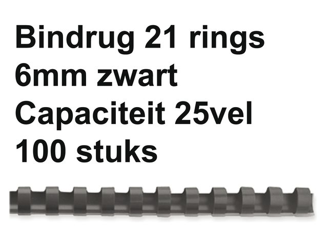 Bindrug Fellowes 6mm 21rings A4 zwart 100stuks