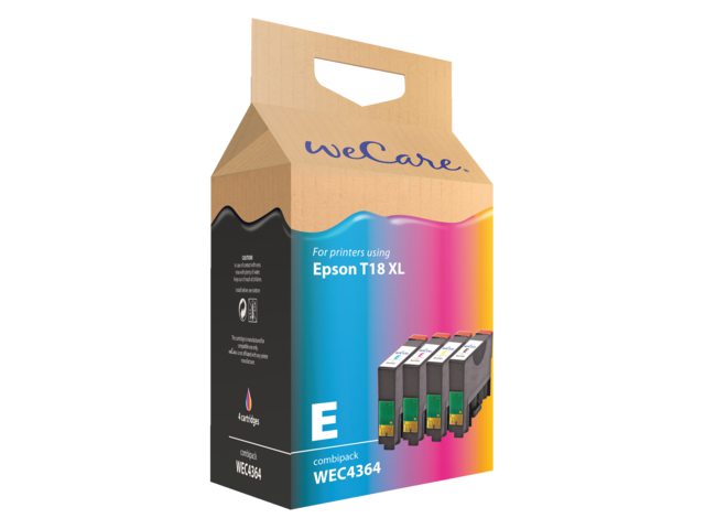 Inkcartridge Wecare Epson T181640 zwart + 3 kleuren HC