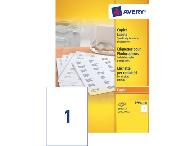 Etiket Avery DP001-100 210x297 kopieren 100stuks