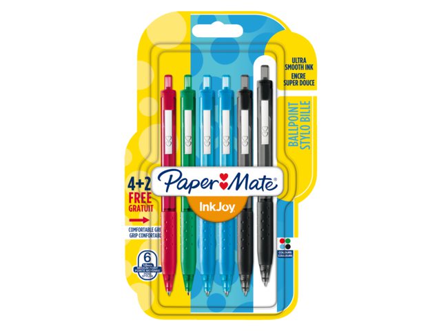 Balpen papermate Inkjoy 300RT M ass blister à 4 + 2 gratis