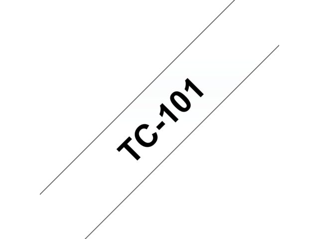 Labeltape Brother P-touch TC101 12mm zwart op transparant