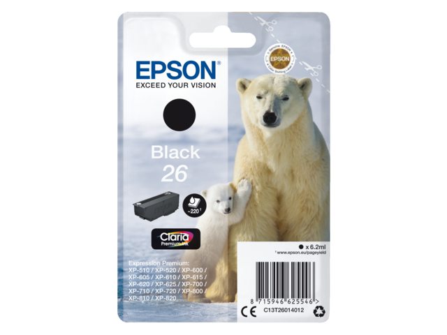 Inkcartridge Epson 26 T2601 zwart