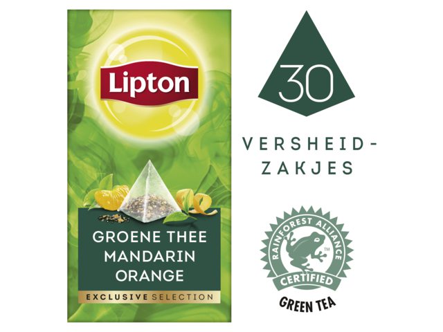 Thee Lipton Exclusive Groene thee mandarin 30 piramidezakjes