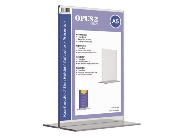 Tafelstandaard OPUS 2 A5 staand glashelder